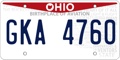 OH license plate GKA4760