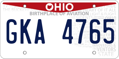 OH license plate GKA4765