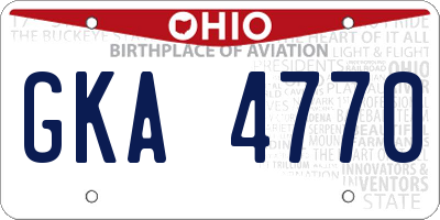 OH license plate GKA4770