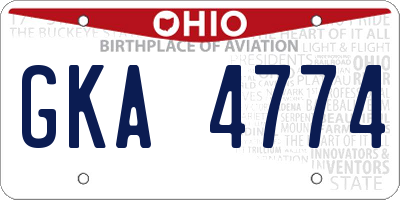 OH license plate GKA4774