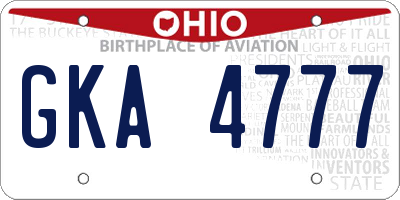 OH license plate GKA4777