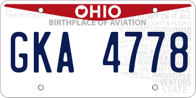 OH license plate GKA4778
