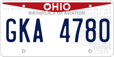 OH license plate GKA4780