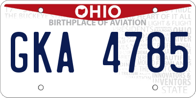 OH license plate GKA4785