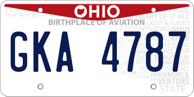 OH license plate GKA4787