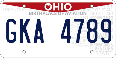 OH license plate GKA4789