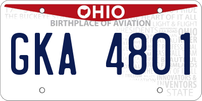 OH license plate GKA4801