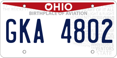OH license plate GKA4802