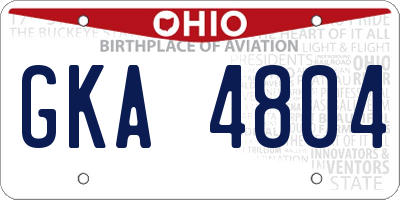 OH license plate GKA4804