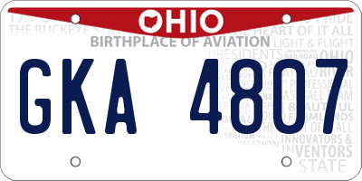 OH license plate GKA4807