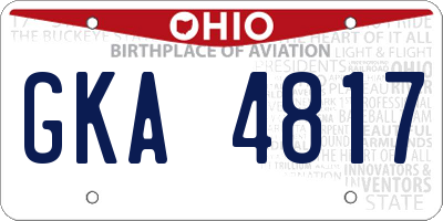 OH license plate GKA4817