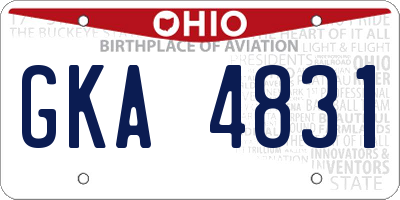 OH license plate GKA4831