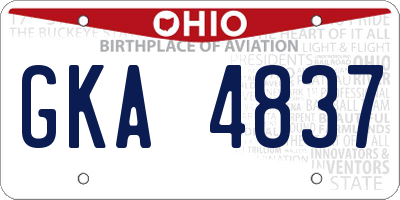 OH license plate GKA4837