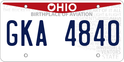 OH license plate GKA4840