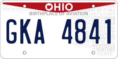 OH license plate GKA4841