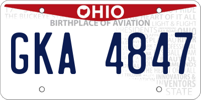OH license plate GKA4847