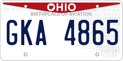 OH license plate GKA4865