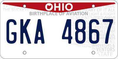OH license plate GKA4867