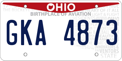 OH license plate GKA4873