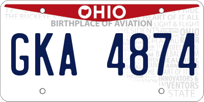 OH license plate GKA4874