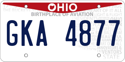 OH license plate GKA4877