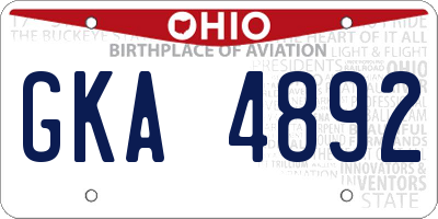 OH license plate GKA4892