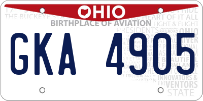OH license plate GKA4905