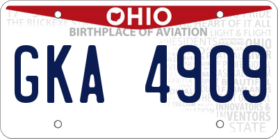 OH license plate GKA4909