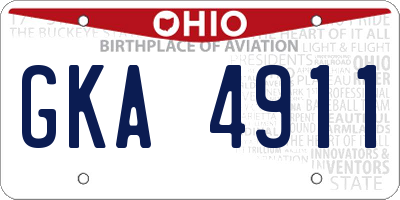 OH license plate GKA4911