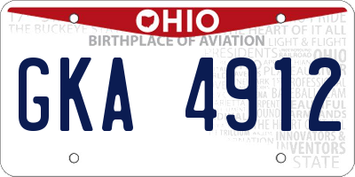 OH license plate GKA4912