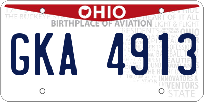OH license plate GKA4913