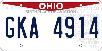 OH license plate GKA4914