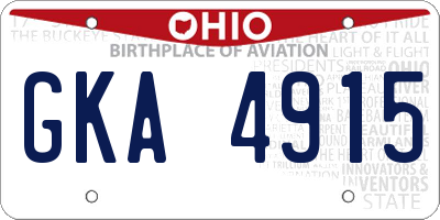 OH license plate GKA4915