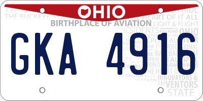 OH license plate GKA4916
