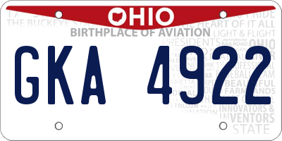 OH license plate GKA4922