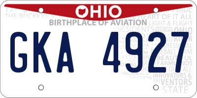 OH license plate GKA4927