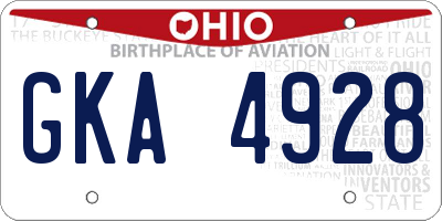 OH license plate GKA4928