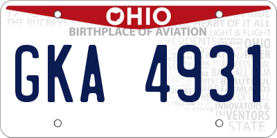 OH license plate GKA4931