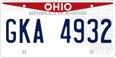 OH license plate GKA4932
