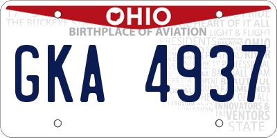 OH license plate GKA4937