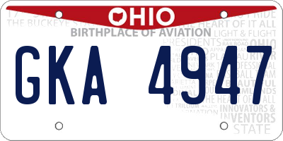 OH license plate GKA4947