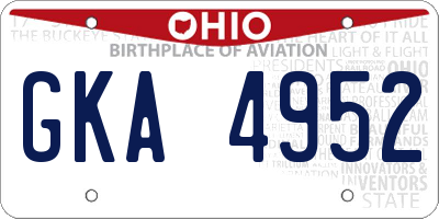 OH license plate GKA4952