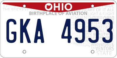 OH license plate GKA4953