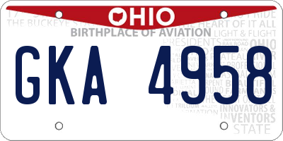OH license plate GKA4958