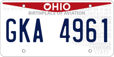 OH license plate GKA4961
