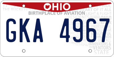 OH license plate GKA4967