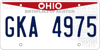 OH license plate GKA4975