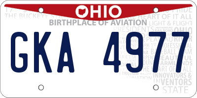 OH license plate GKA4977