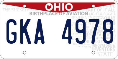 OH license plate GKA4978