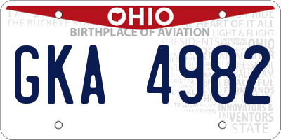 OH license plate GKA4982